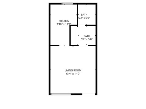 Floor plan for studio, 1 bath, 650 sqft